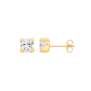 9ct Yellow Gold Round 5mm CZ Studs