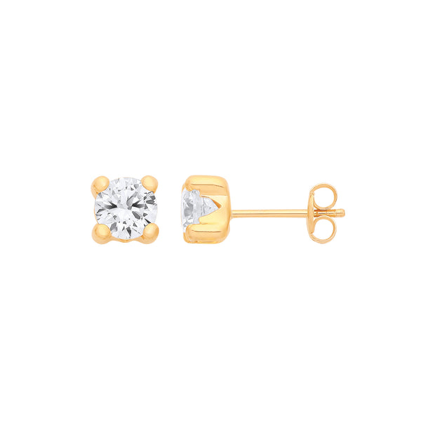 9ct Yellow Gold Round 5mm CZ Studs