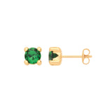 9ct Yellow Gold Round 5mm Green CZ Stud