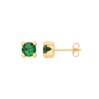 9ct Yellow Gold Round 5mm Green CZ Stud