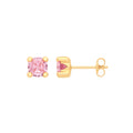 9ct Yellow Gold Round 5mm Pink CZ Studs