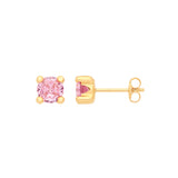 9ct Yellow Gold Round 5mm Pink CZ Studs