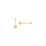 9ct Yellow Gold Round CZ Nose Pin Stud