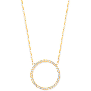9ct Yg Circle Of Life CZ Pendant 17" + 2" Chain