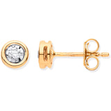 9ct Yg Rub-over Illusion Set 0.10ctw Diamond Studs