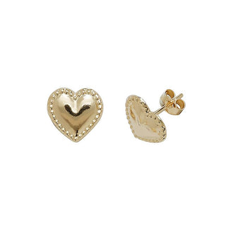 9K Yellow Gold Heart Stud Earrings