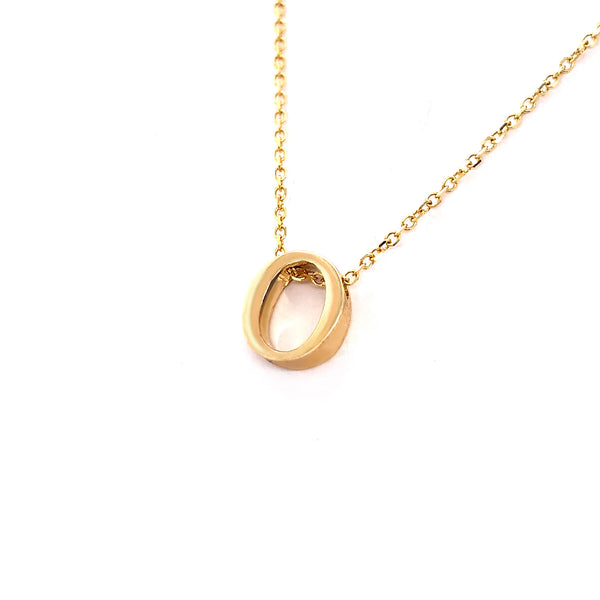 9K Yellow Gold Plain 'O' Initial Pendant