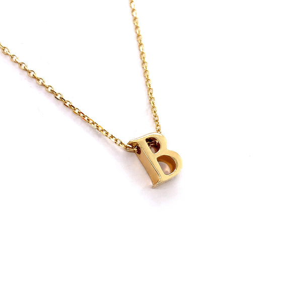 9K Yellow Gold Plain 'B' Initial Pendant