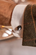 Men's Sterling Silver Black Onyx Oval Cufflinks
