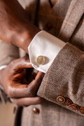 Men's Sterling Silver Round Ribbed Cufflinks