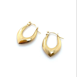 9K Yellow Gold Pointed Creole Hoop Earrings