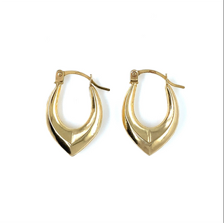 9K Yellow Gold Pointed Creole Hoop Earrings
