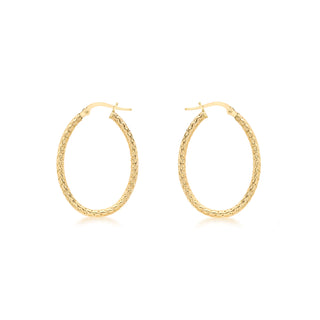 9K Yellow Gold Oval Hoop Earrings