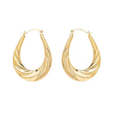 9K Yellow Gold Oval Creole Hoop Earrings