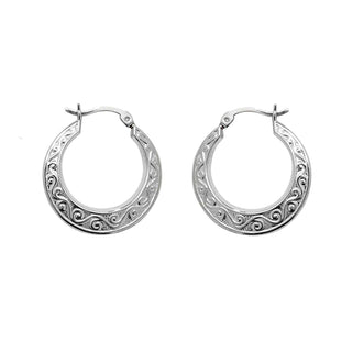 Sterling Silver Embossed Hoop Earrings