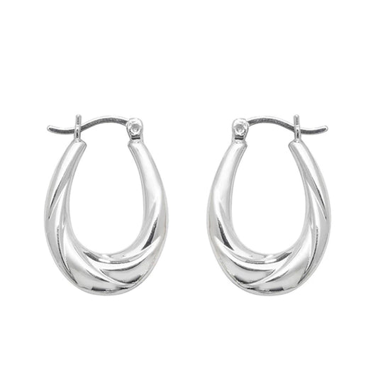 Sterling Silver Oval Creole Hoop Earrings
