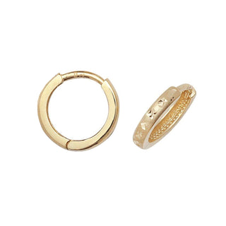 9K Yellow Gold Dainty Diamond Cut Huggies
