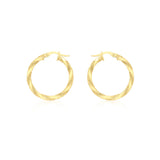 9K Yellow Gold 25mm Flat Twist Hoop Earrings