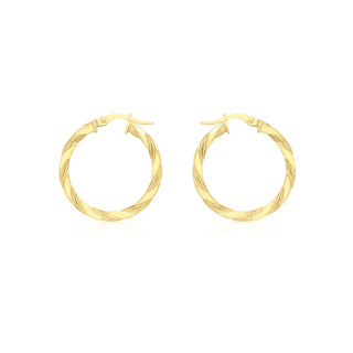 9K Yellow Gold 25mm Flat Twist Hoop Earrings
