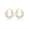 9K Yellow Gold Flat Stardust Hoop Earrings