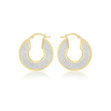 9K Yellow Gold Flat Stardust Hoop Earrings
