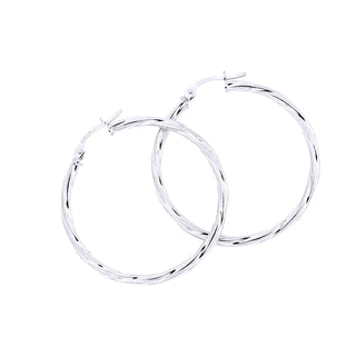 9K White Gold 35mm Twisted Hoop Earrings