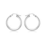 9K White Gold Plain 21mm Hoop Earrings