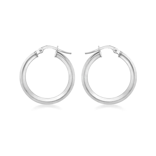 9K White Gold Plain 21mm Hoop Earrings