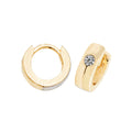 9K Yellow Gold Single CZ Hinged Hoop Earrings