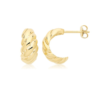 9K Yellow Gold Shell Half Hoop Earrings
