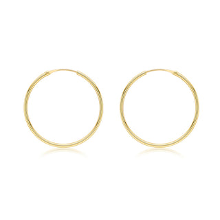 9K Yellow Gold 25mm Plain Sleeper Hoop Earrings