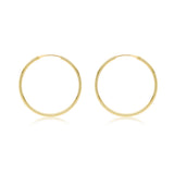 9K Yellow Gold 25mm Plain Sleeper Hoop Earrings
