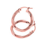 9K Rose Gold 20mm Twisted Hoop Earrings
