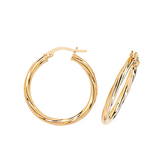 9K Yellow Gold Twisted Hoop Earrings