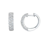 18K White Gold Diamond Huggie Hoop Earrings