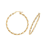 9K Yellow Gold Twist Creole Hoop Earrings