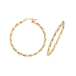 9K Yellow Gold Twist Creole Hoop Earrings