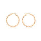 9K Rose Gold 30mm Flat Wrap Hoop Earrings