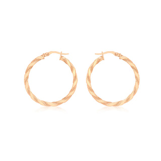 9K Rose Gold 30mm Flat Wrap Hoop Earrings