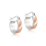 9K 2 colour Gold Satin & Polished Twist Hoop Earrings