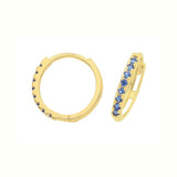 9ct Yellow Gold Blue CZ Hinged Hoop Earrings
