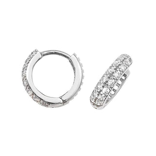 9K White Gold CZ Filled Hinged Hoop Earrings