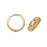 9K Yellow Gold Diamond Cut Hinged Hoop Earrings