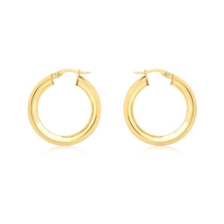 9K Yellow Gold Large Square Tube Creole Hoop Earrings
