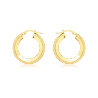 9K Yellow Gold Square Creole Hoop Earrings
