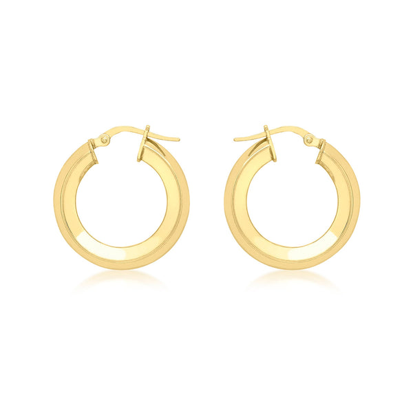 9K Yellow Gold Square Creole Hoop Earrings
