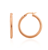 9K Rose Gold Dimple Facet Hoop Earrings
