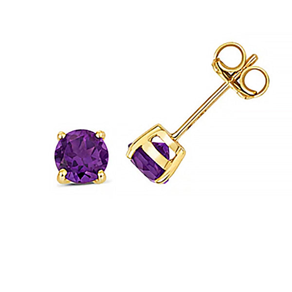 9K Yellow Gold Amethyst Stud Earrings