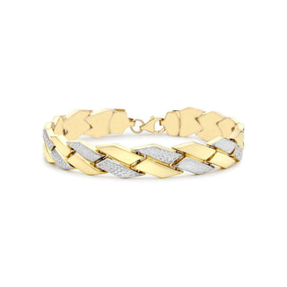9K 2 Colour Gold Diamond Cut Chevron Bracelet 7.5"