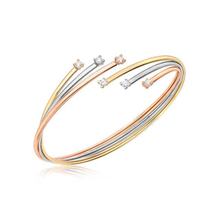 9K 3 Colour Gold Cubic Zirconia Star Streak Bangle